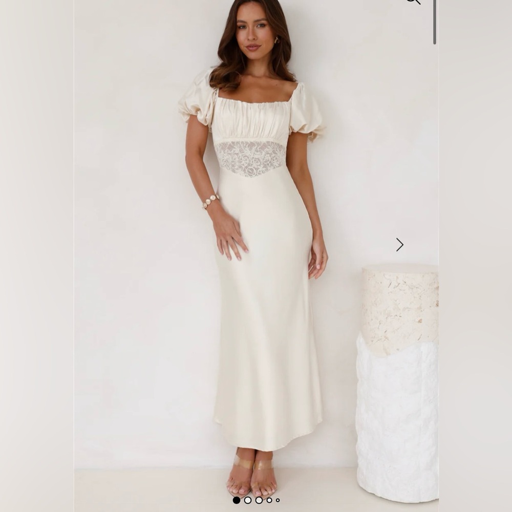 Hello Molly Connected by Love Satin Maxi Dress-Butter (Size S/US 4)